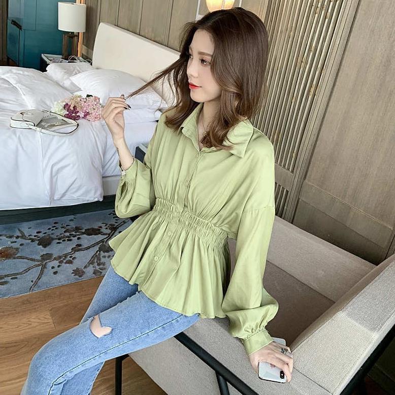 Promo (Fit To Xl) Brianna Top - Blus Kemeja Wanita Blouse Kualitas Import Gaya Elegant Korea Kerut K