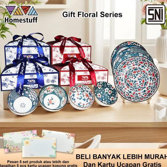 iqbal.desooss - {live eksklusif}homestuff hampers set piring dan mangkok mewah keramik premium 4 pcs