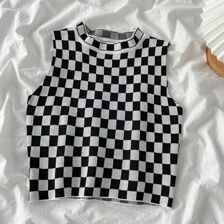 COD- Tanktop Kamisol Rajut - Atasan Rajut -Tangtop Korea Rajut (4 Motif) -Atasan Crop Top Motif