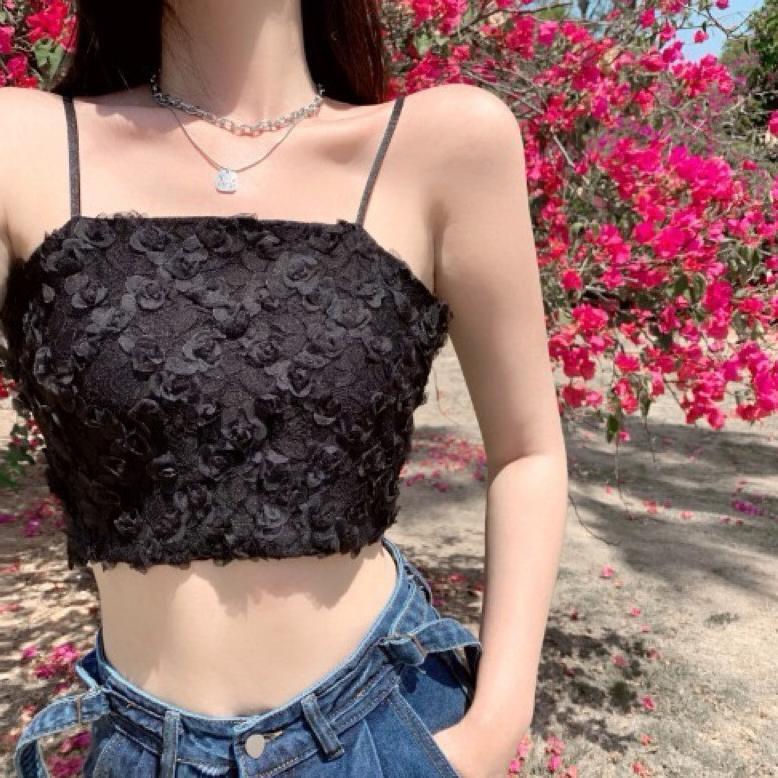 COD-Tanktop Renda Motif Bunga Bunga lucu Unik / Tanktop Cup Bra (T280)