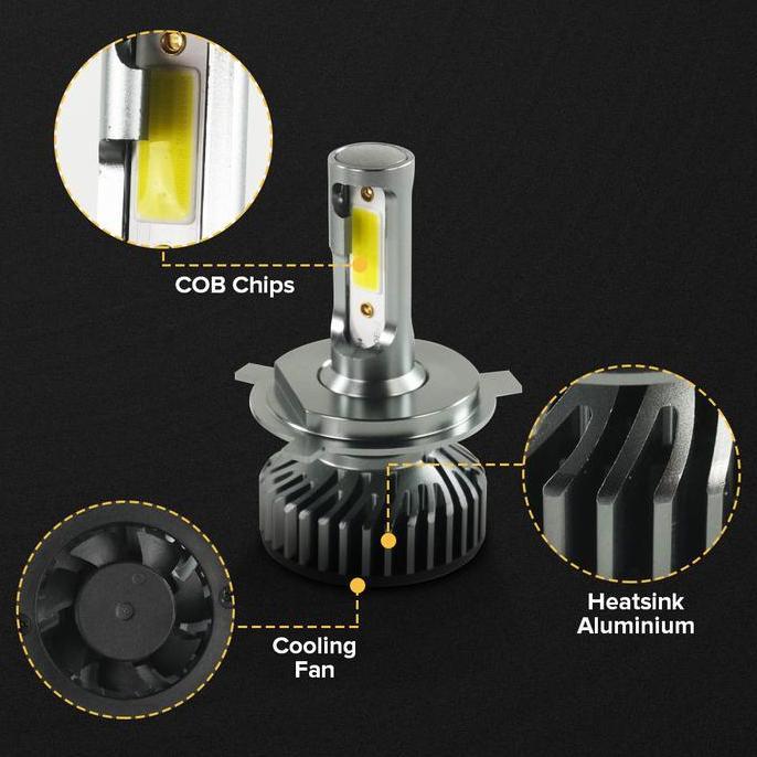 Lampu Depan Mobil H4 4300K 6000K 6500K Car Led Cob Headlight Bulb