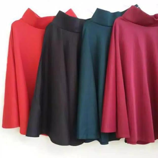 Wokex- Rok Pendek Payung Midi Flare Skirt / Rok Pendek Mayung Scuba Premium