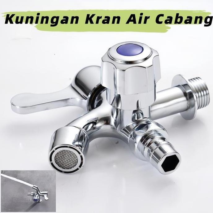 DILEDIU Kuningan Kran Air Cabang Shower Kran Air Cabang Shower 2 Kran Ganda Kamar Mandi dari Tembaga