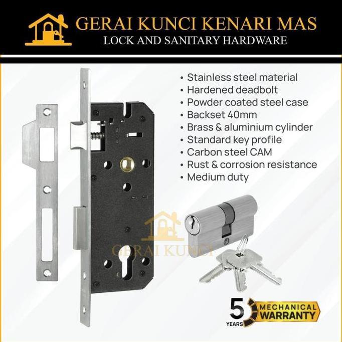 Kunci Set PALOMA LRP 402 Handle Mortise Cylinder Lock Gagang Pintu