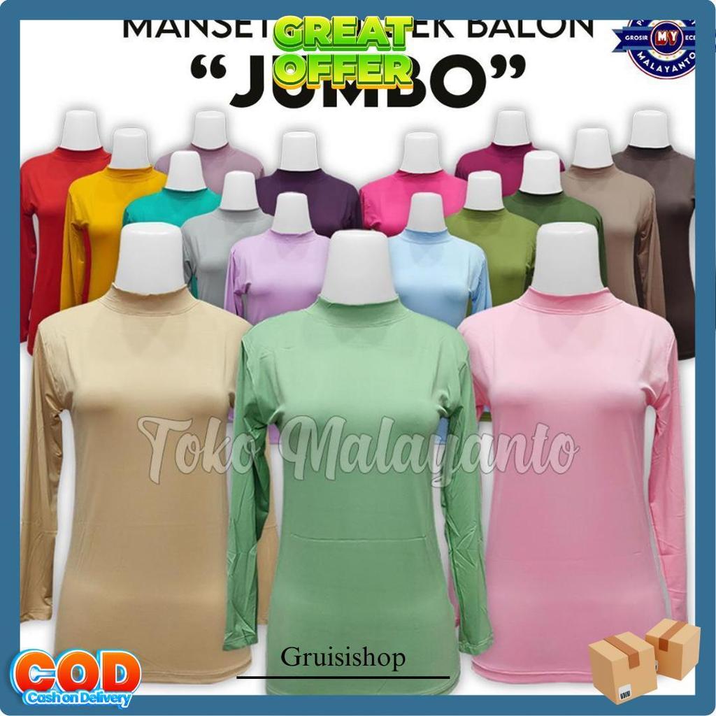 Manset Baju Wanita Dalaman Kebaya Iner Jumbo Lengan Panjang Polos Bahan Spandek Balon Licin Perempua