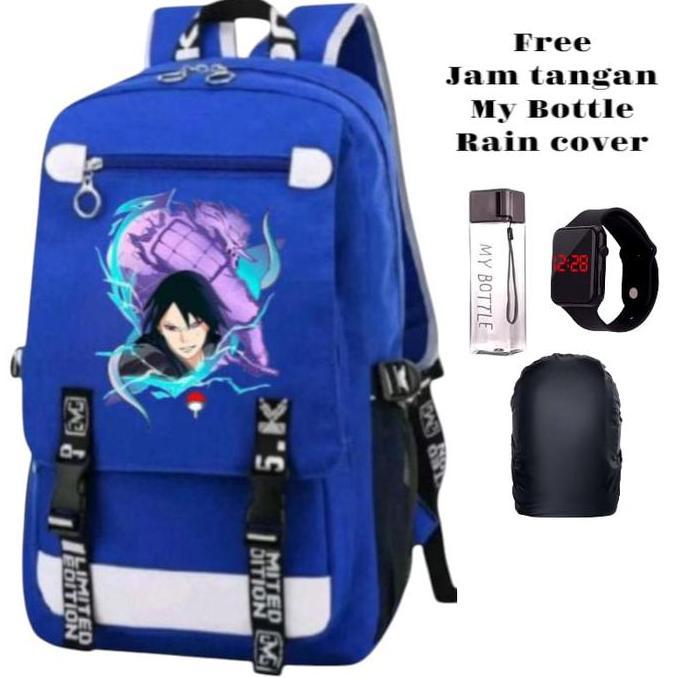 Tas Sekolah Anak TK SDRansel Karakter Anime Keren Warna Hitam Desain Trendi + Free Jam Tangan LED Di