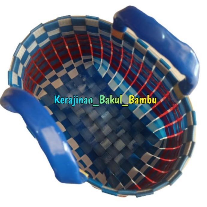 Tas Anyaman Kaca Model Kembung Ukuran Mini Unyil tas kerajinan tangan dari anyaman plastik sintetis 
