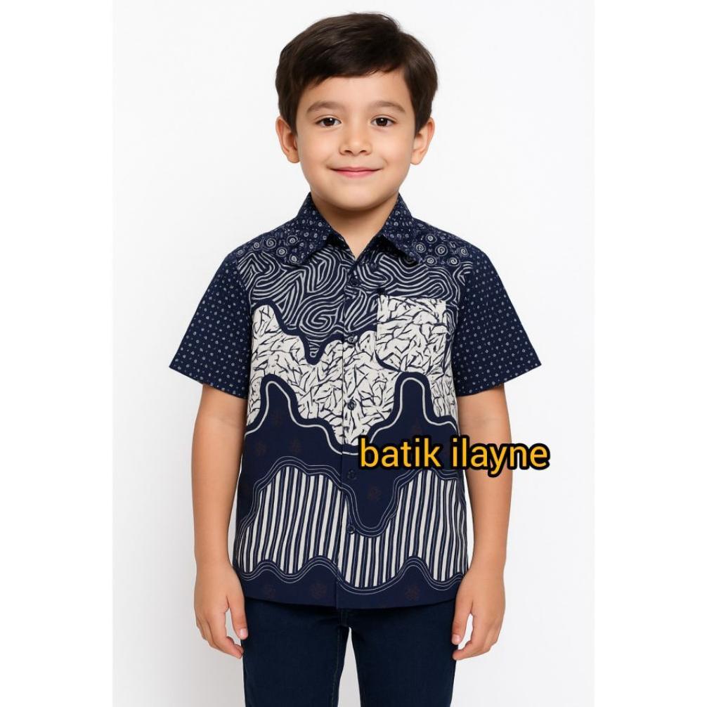Tahan Lama  Kemeja Batik Anak Cowok Lengan Pendek Laki Laki Dewasa Sekolah Imlek Acara Formal Murah 