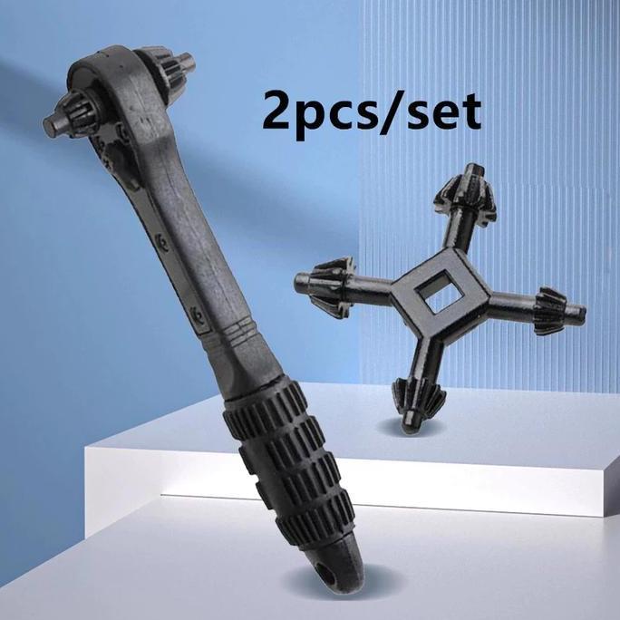MATEGAV 2pcs/Set Kunci Kepala Bor / 4 In 1 Driil Chuck Key Multifungsi / Kunci Kepala Bor 4 Way Univ