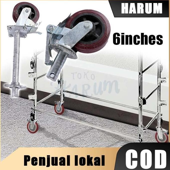 Roda Steger Scaffolding / Roda Perancah Karet Rem 6 Inch / Roda Castor Rem Scaffolding Terbaru 