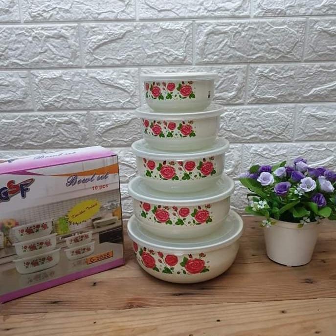 NEW PRODUCT RANTANG SUSUN 5 MANGKOK SET BERANAK MANGKUK PENYIMPANAN MAKANAN MOTIF BUNGA GSF 2028 / R