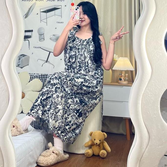 NIKMATI PRODUK INI Sapasara - Daster Tidur Nightdress Bali Lobek Tali Satu Rayon Jumbo LD 120 ET 2 B