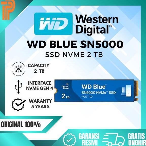 WD Blue SN5000 2TB SSD M.2 Pcie Gen4 Nvme 2280 Garansi Resmi 100% ORIGINAL