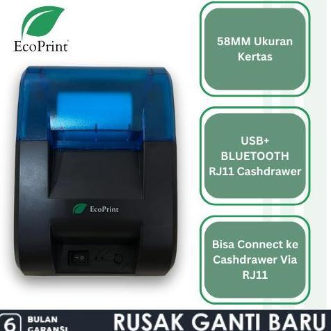Kantorlengkap- Ecoprint Printer Bluetooth Kasir Pos58 [Usb+Bluetooth+Rj11] Printer Kasir Printer  Re