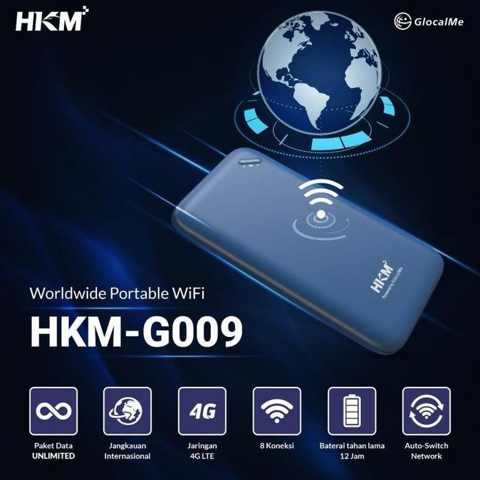 Mmhstore- Modem Wifi 4G Glocalme Hkm G009 Unlimited World Wide Roaming 6Bln + Indosat 5Gb 1Th