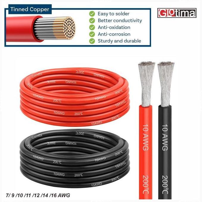 Kabel Silikon Serabut Tembaga Tahan Panas AWG Silicone Cable Tinned Copper Wire 7 10 11 12 14 16 AWG