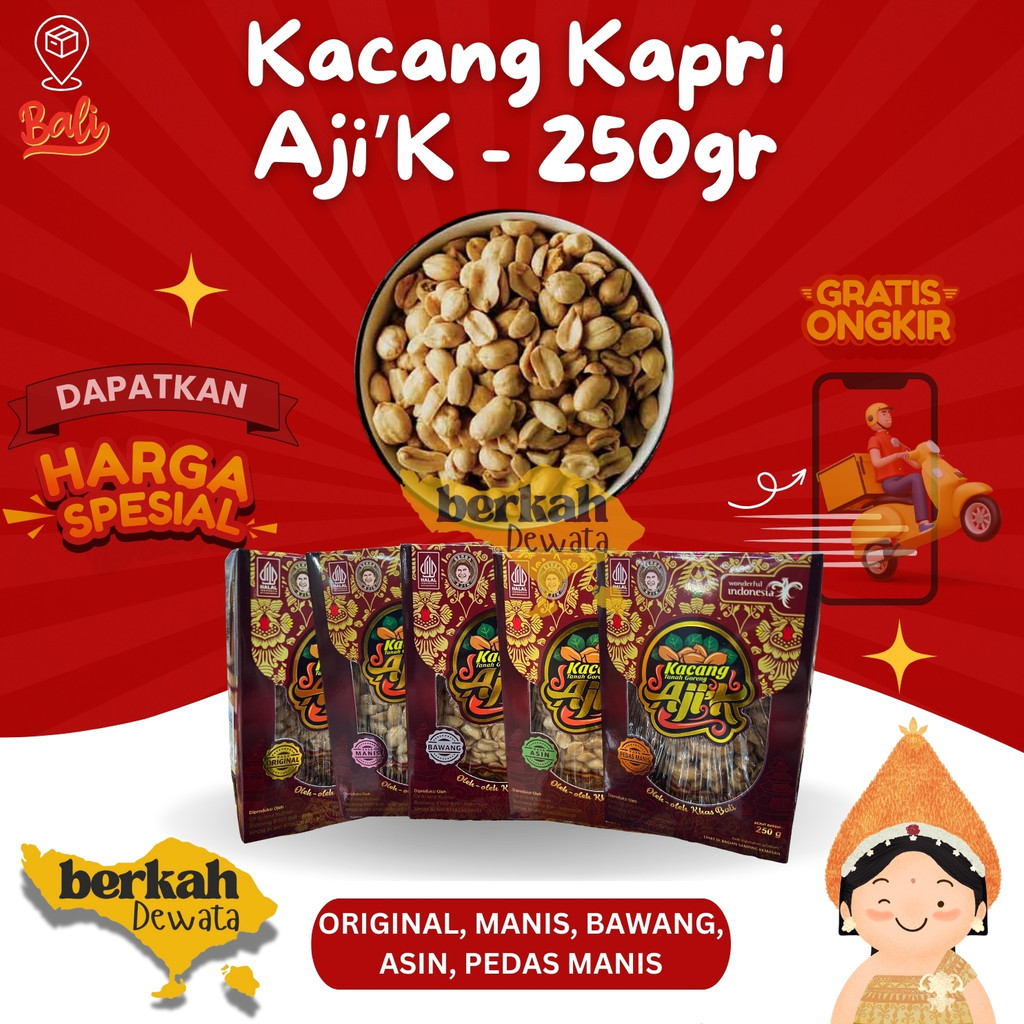 Promo Kacang Tanah Ajik / Kacang Kapri Ajik Krisna (250gr) Oleh Oleh Khas Bali