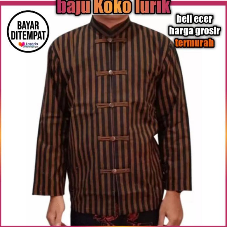 Grosir Baju Koko Lurik Halusan Baju Koko Shanghai Pakaian Tradisional Sunan Kalijaga Baju Lurik Jawa