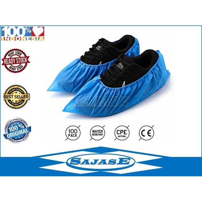 Posizioni- Shoes Cover Disposable Bahan Plastik Cpe Biru Tebal Cover Shoes Plastik Cpe