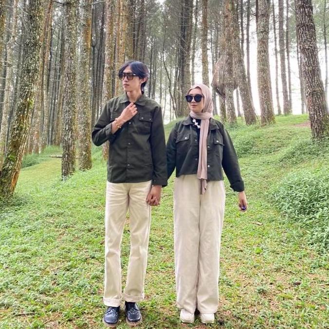 KHUSUS KAMU PRODUK Elfaras Fashion Couple Set Jaket Semi Parka Baby Canvas Isi 2 Pcs - Baju Couple P