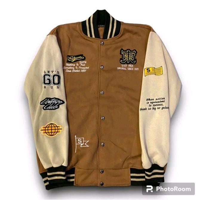 Uomo- Jaket Varsity/Varsity Jacket Baseball Full Bordir Aplikasi Premium Unisex Pria Wanita Casual T