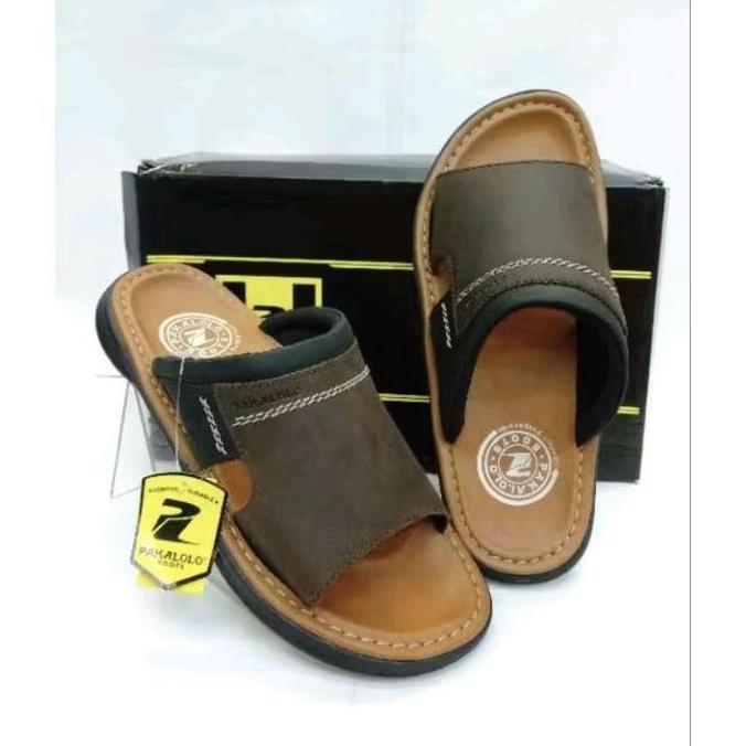 Sandal Pria Pakalolo Sandal Pria Kulit Asli 0873 Hitam Full Grain Comfortable & Original Selop Casua