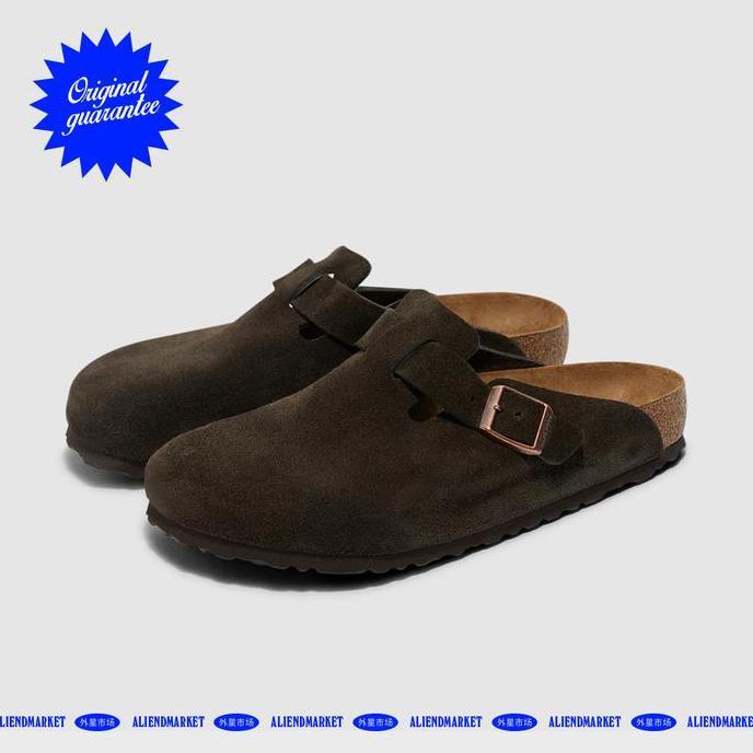 Sale Birkenstock Boston Suede Footbed Clogs Mocha Original