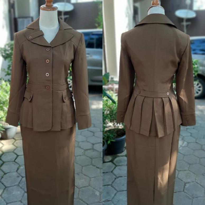 Premium Blezer Kheki Tua Wanita Seragam Pdh,Asn,Guru,Seragam Pemda Aceh Baju Dinas Pemda Gelap Wanit