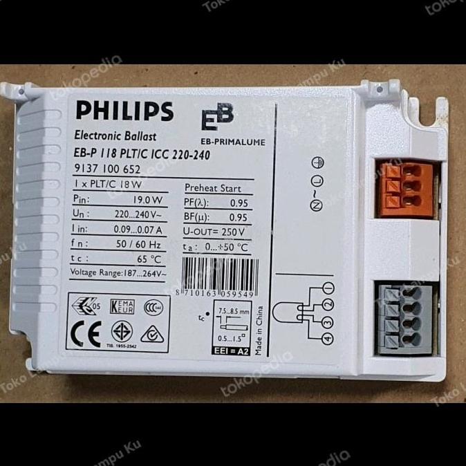 BALLAST ELECTRONIC PHILIPS 1X18W EB-P UNTUK PLC 18W 4PIN SIAP KIRIM