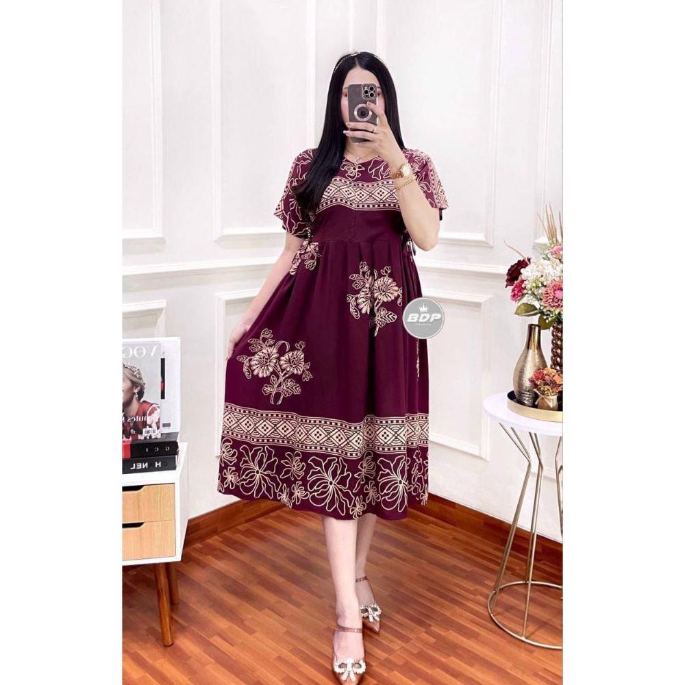 Daster Chibi Panjang Daster Wanita Daster Kekinian Daster Rayon Ld 110 Busui Resleting Depan Daster 