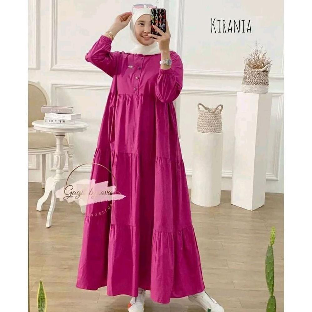 GAMIS KIRANIA BAHAN RAYON TEBAL BUSUI MODEL SUSUN KIRANIA MIDI DRESS BAHAN KATUN RATON FASHION WANIT