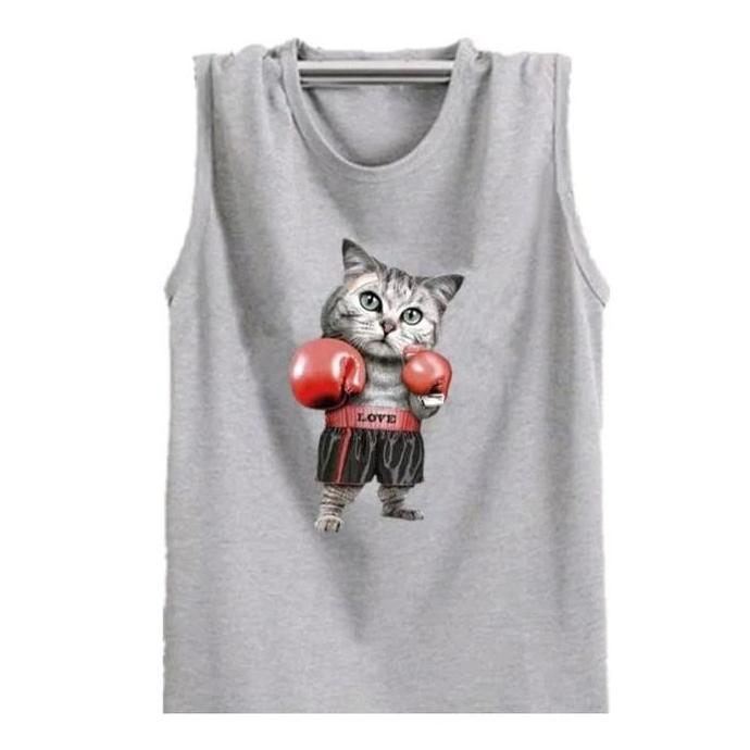 DI41 - singlet gambar kucing tinju / singlet pria / kaos oblong distro dewasa