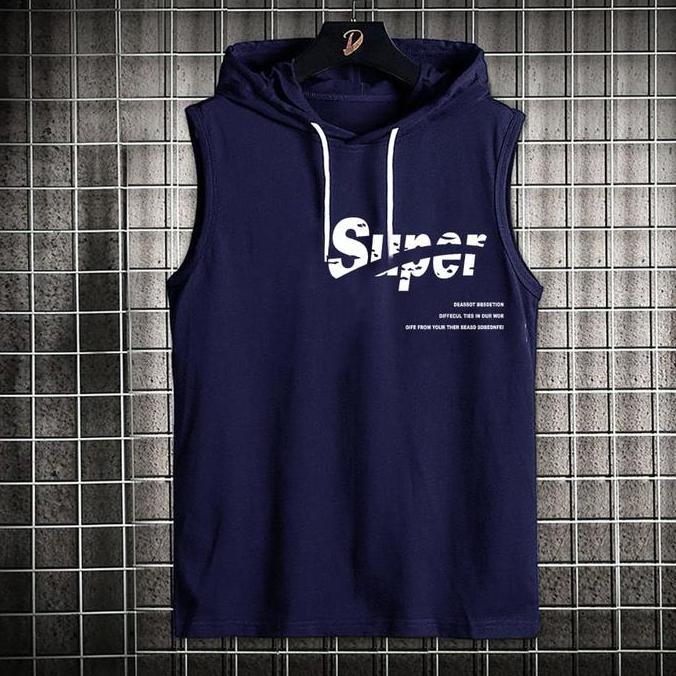 DS74 - Kaos Singlet Kupluk SUPER Naiko Fashion Hoodie Lekbong