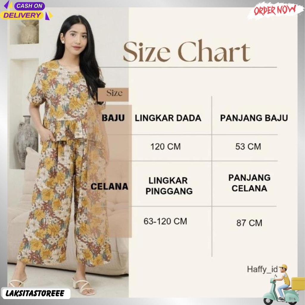 One Set Elmira Setelan Wanita Kutung Celana Kulot 7/8 Rayon Premium Jumbo Produk Populer