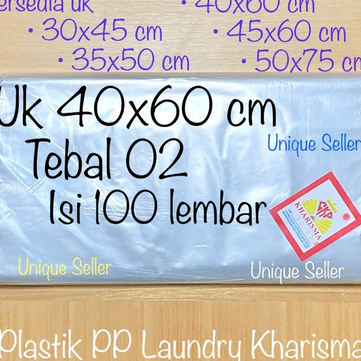 [Isi100] Plastik Laundry Kharisma 40X60 Tebal 02 / Kantong Plastik Pp Uk 40 X 60 X 02 / Plastik Opp 