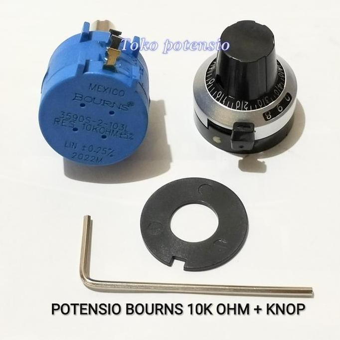 Potensio Bourns 10K Ohm + Knob Putensio Multiturn 10X Putaran Termurah
