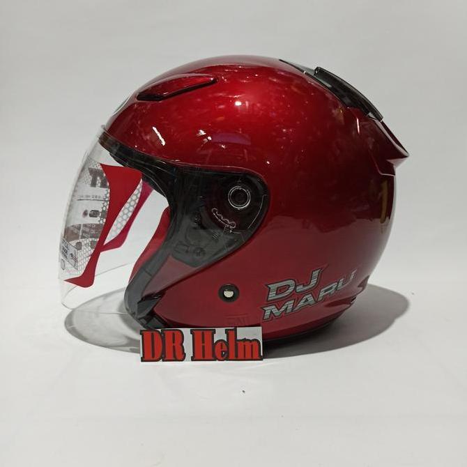 TERBARU - HELM KYT DJ MARU POLOS MERAH MAROON Half Face
