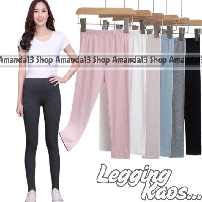 Behimee_ - Leging Kaos Wanita Dewasa Panjang - Lejing Wanita Tebal -Legging Kaos Legging Fit Hitam S