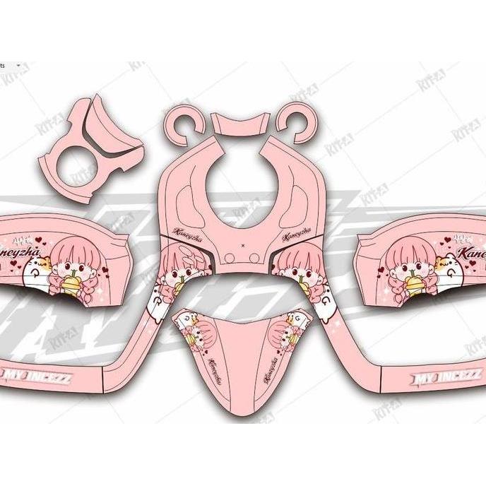 Dekal stiker motor Honda New Scoopy Motif Emoticon Lucu Pinkgirl D-U4-064