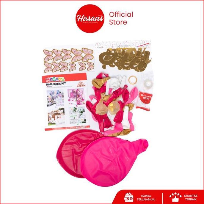 gavamanis - 91 pcs set garland balon latex / paket dekorasi tema pink / party balon set garland 02 p