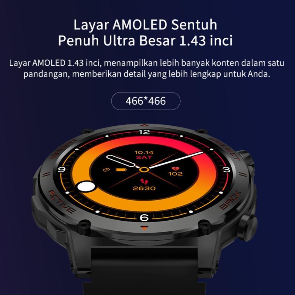 NEW DEALS Morein Plus GT1 Smartwatch - 1.43'' AMOLED | Tahan Air IP68 | Baterai Tahan Lama | 123 Mod