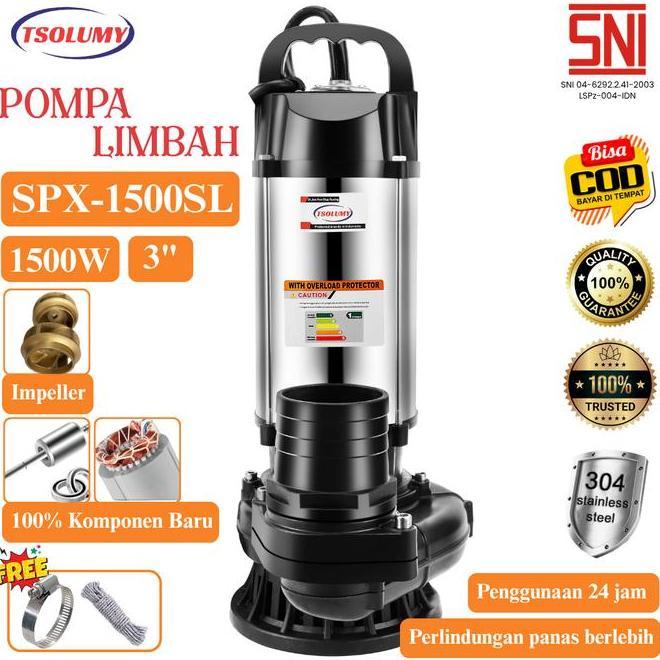 Tsolumy Pompa Celup Air Kotor Spx-1500Sl Pompa Air Celup Pompa Limbah Pompa Kolam Ikan Pompa Sawah
