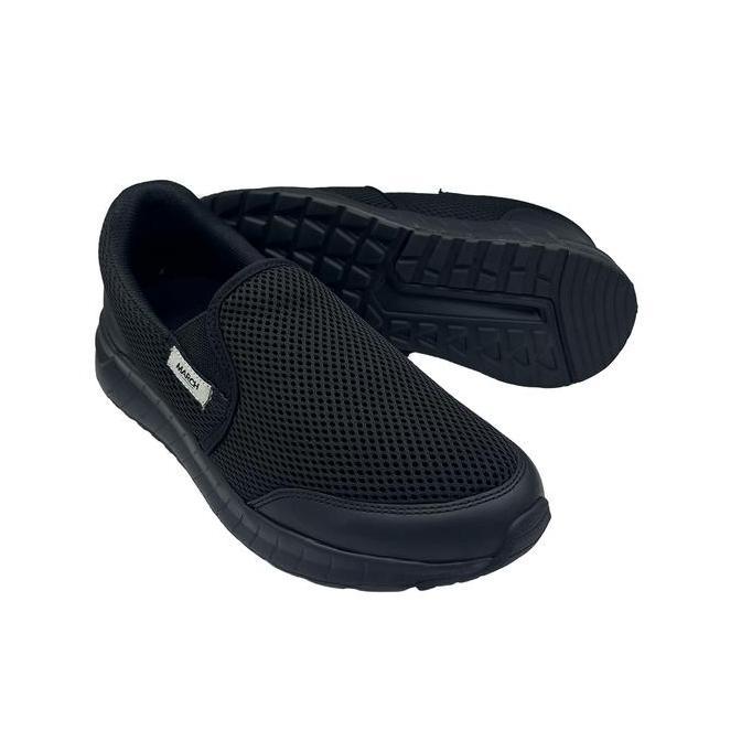 Slip On Pria March Monash Sepatu Hitam Slip On Walking Shoes All Black