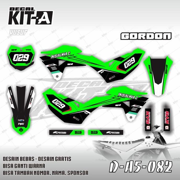 Decal sticker klx gordon - decal sticker klx gordon dekal stiker MOTIF RACING HITAM HIJAU D-A5-
