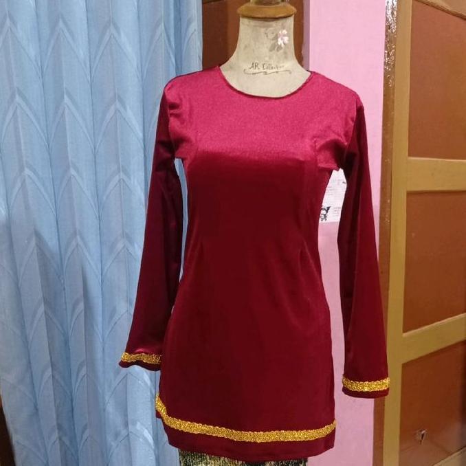 wigunadarmahi - baju kurung bludru panjang 75 tempel pita / kurung pendek pita / kurung tempel