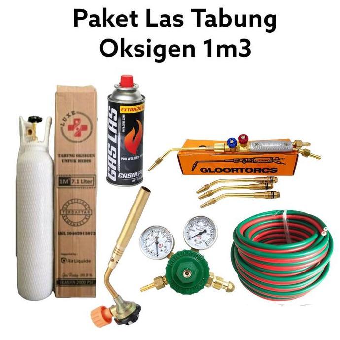 TERMURAH - Paket Tabung Oksigen 1m3 + Selang Las Double