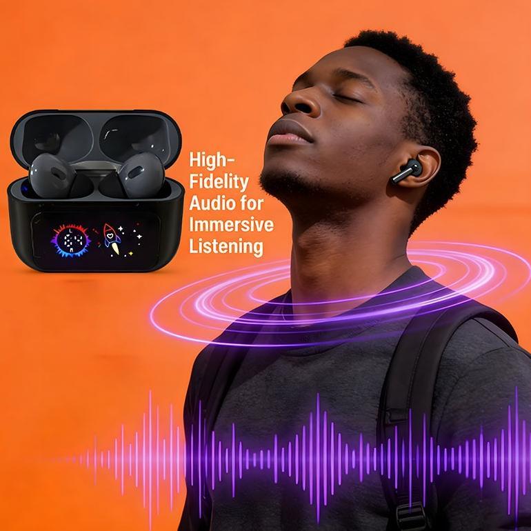NEW LENTIVEN TWS Earphone Headset Bluetooth V5.4 Smart Screen Active Noise Reduction ANC/ENC A99
