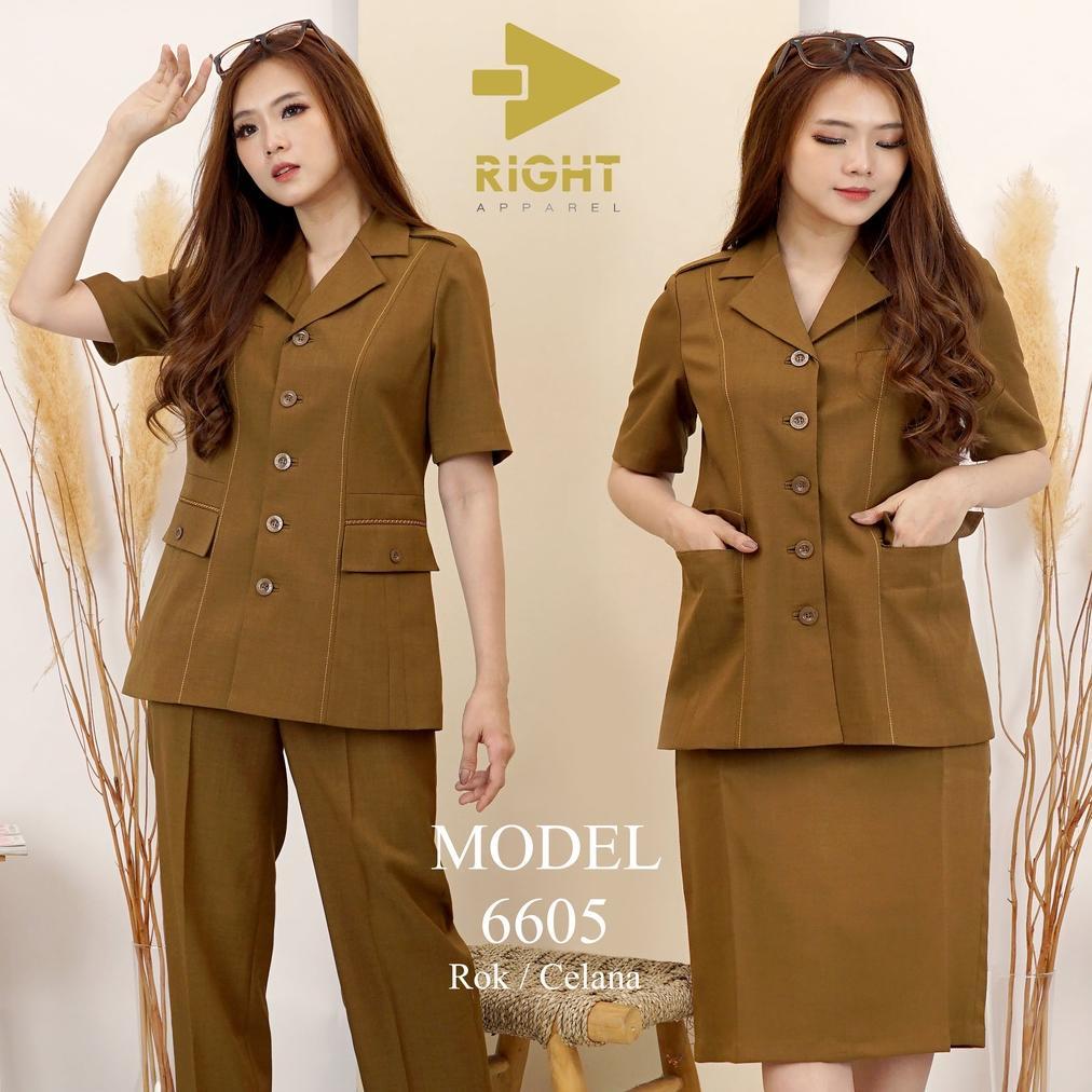 ORIGINAL BLAZER SERAGAM WANITA LENGAN PENDEK KERAH JAS KANTONG 3 SET CELANA PANJANG / ROK PENDEK SER