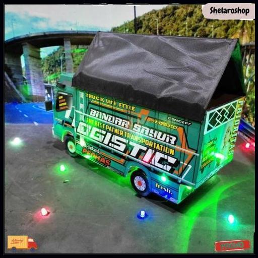 Miniatur Truk Oleng Bandar Sayur Full Lampu Terpal Dijamin Bagus