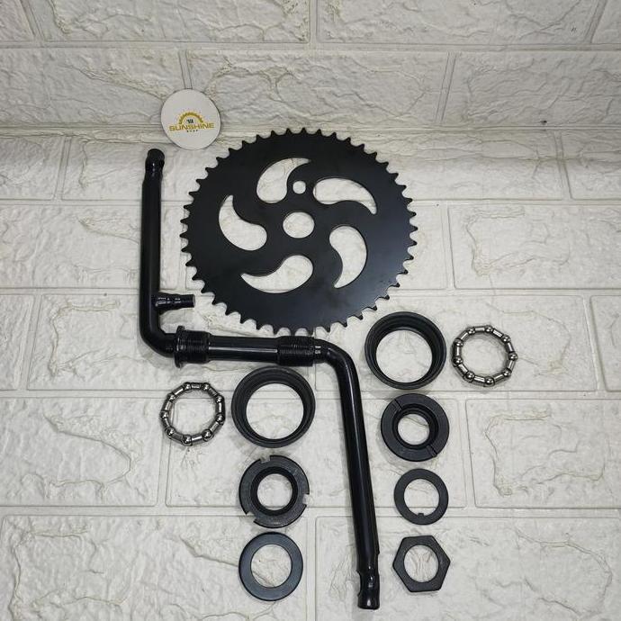 Crank 44T Sepeda BMX 20 Full Set Gir Tengah As Langsung BB Besar